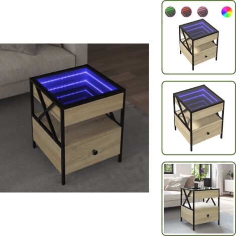 Tavolino da salotto in legno multistrato - vidaXL Tavolino da Salotto con LED Infinity Rovere Sonoma 40x40x51 cm - Tavolino da salotto con piedini in metallo