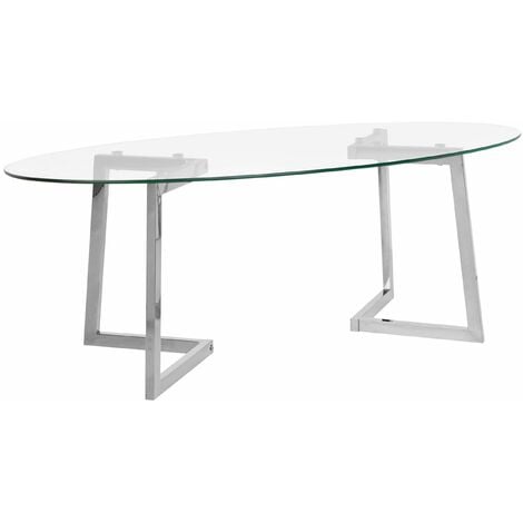 Tavolino da Salotto in Vetro con Gambe Argentate in Metallo 120 x 60 cm Fresno