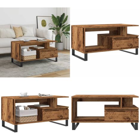 Tavolino da Salotto Legno Antico 90x49x45 cm Legno Multistrato - Tavolo in legno - Tavolo in legno multistrato