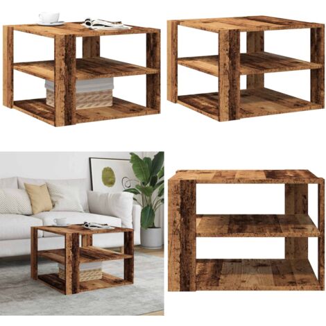Tavolino da Salotto Legno Vecchio 58x58x40 cm Legno Multistrato - Tavolo in legno antico - Tavolino in truciolato