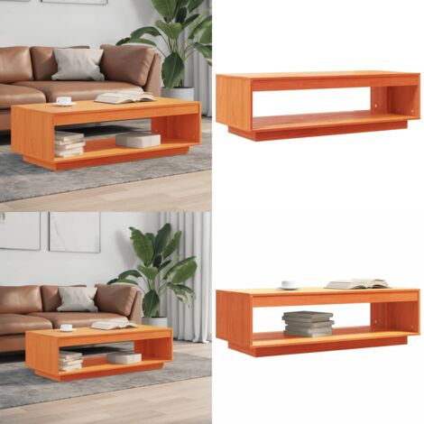 Tavolino da Salotto Marrone Cera 110x50x33,5cm Massello di Pino - Tavolino marrone - Tavolino in legno