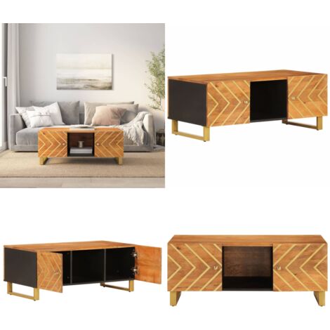 Tavolino da Salotto Marrone e Nero 100x54x40 cm Legno di Mango - Tavolino in legno - Tavolino marrone e nero