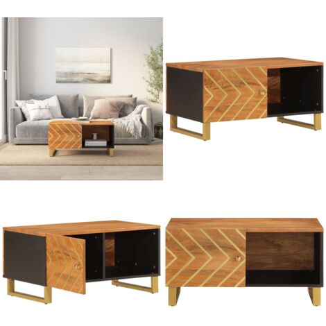 Tavolino da Salotto Marrone e Nero 80x50x40 cm Legno di Mango - Tavolino in legno - Tavolino in mango