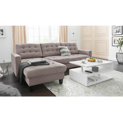 Tavolino Da Salotto Moderno Rettangolare 90x55cm 2 Ripiani Zeta 90