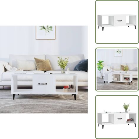 Tavolino da salotto moderno - vidaXL Tavolino da Salotto Bianco 102x50x40 cm in Legno Multistrato -