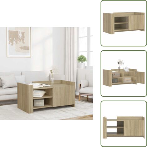 Tavolino da salotto moderno - vidaXL Tavolino Salotto Rovere Sonoma 100x50x50cm in Legno Multistrato - Tavolino con portaoggetti