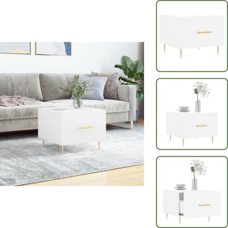 Tavolino da Salotto Moderno,Tavolino Caffè,Tavolino Consolle Bianco 50x50x40 cm in Legno Multistrato -BN62081