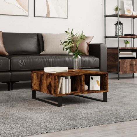 Tavolino da Caffè Rotondo con Ripiani in Legno Rovere Ø60x39.5 cm