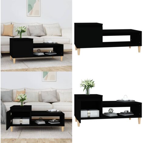 Tavolino da Salotto Nero 100x50x45 cm in Legno Multistrato - Tavolino in legno - Tavolino nero