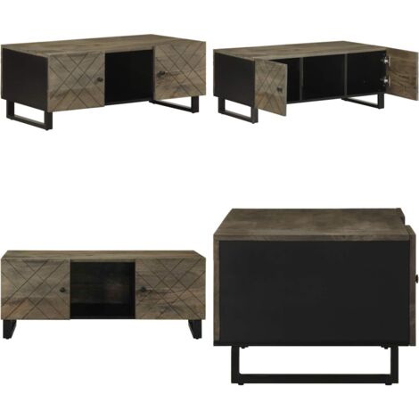 Tavolino da Salotto Nero 100x54x40cm in Legno Massello di Mango - Tavolino in legno massello - Tavolino in mango