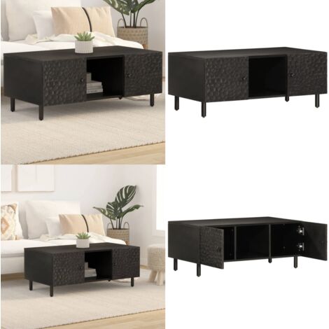 Tavolino da Salotto Nero 100x54x40cm in Legno Massello di Mango - Tavolino in legno massello - Tavolino in mango