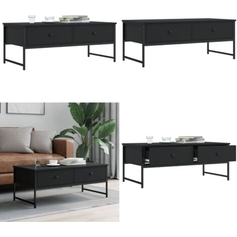 Tavolino da Salotto Nero 101x49x39,5 cm in Legno Multistrato - Tavolino in legno multistrato - Tavolino da soggiorno