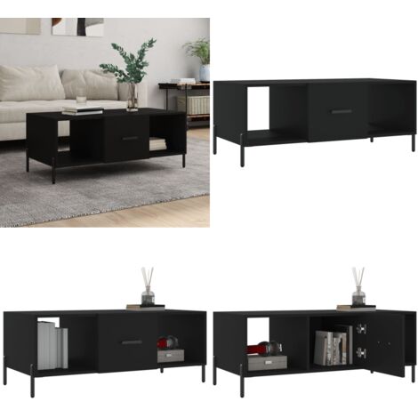 Tavolino da Salotto Nero 102x50x40 cm in Legno Multistrato - Tavolino in legno - Tavolino nero