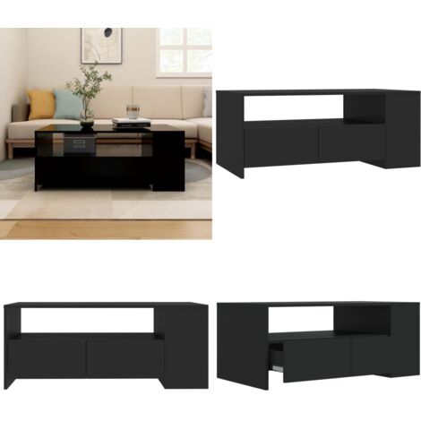 Tavolino da Salotto Nero 102x55x42 cm in Legno Compensato - Tavolo da caffè - Tavolino nero
