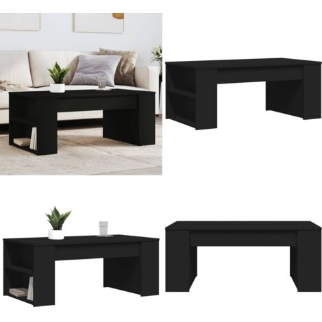 Tavolino da Salotto Nero 102x55x42 cm in Legno Multistrato - Tavolino in legno - Tavolino nero