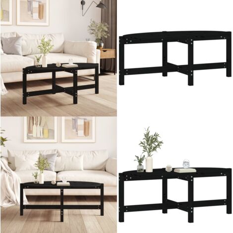 Tavolino da Salotto Nero 118x63x45 cm in Legno Massello di Pino - Tavolino in pino - Tavolino in legno massello