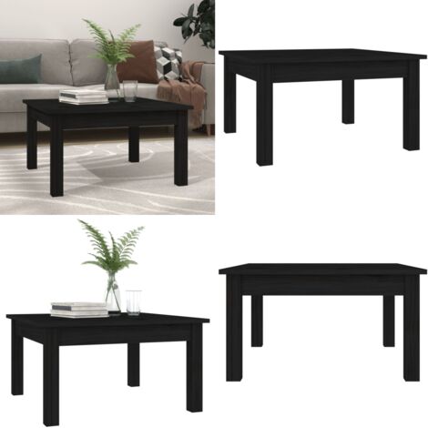Tavolino da Salotto Nero 55x55x30 cm Legno Massello di Pino - Tavolino in pino - Tavolino nero