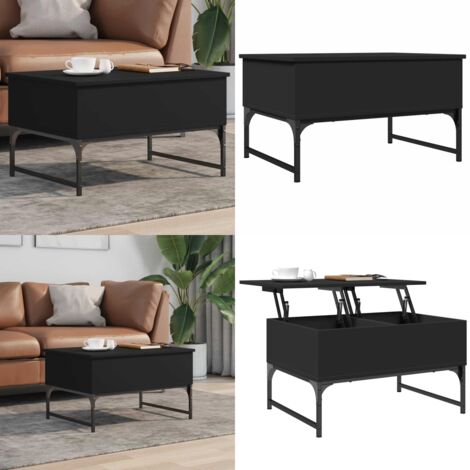 Tavolino da Salotto Nero 70x50x40 cm Legno Multistrato Metallo - Tavolino nero - Tavolino in legno
