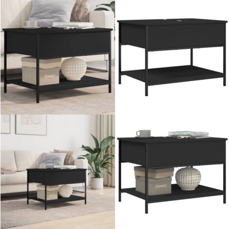 Tavolino da Salotto Nero 70x50x50cm Legno Multistrato Metallo - Tavolino nero - Tavolino in legno