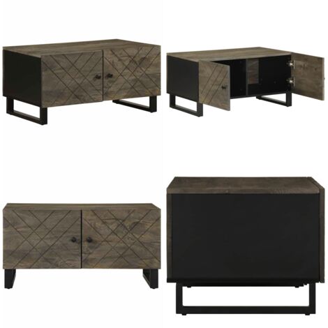 Tavolino da Salotto Nero 80x50x40 cm in Legno Massello di Mango - Tavolino in legno massello - Tavolino in mango