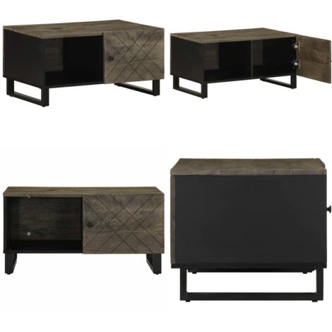 Tavolino da Salotto Nero 80x50x40 cm in Legno Massello di Mango - Tavolino in legno massello - Tavolino in mango