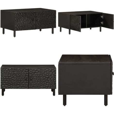 Tavolino da Salotto Nero 80x50x40 cm in Legno Massello di Mango - Tavolo da salotto in legno - Tavolino in legno massello