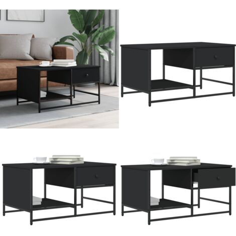 Tavolino da Salotto Nero 85,5x51x45 cm in Legno Multistrato - Tavolino in legno multistrato - Tavolino nero