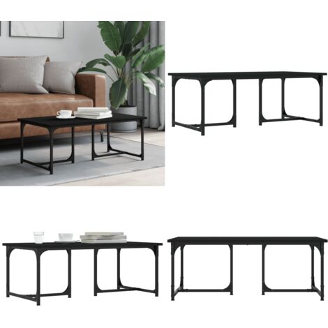 Tavolino da Salotto Nero 90x50x35 cm in Legno Multistrato - Tavolino in legno multistrato - Tavolino nero