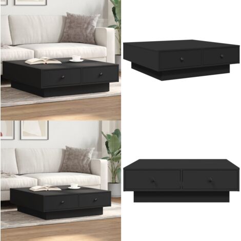 Tavolino da Salotto Nero 90x90x28 cm in Truciolato - Tavolino in legno multistrato - Tavolino nero