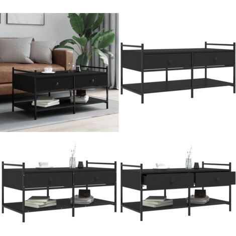 Tavolino da Salotto Nero 99x50x50 cm in Legno Multistrato - Tavolino in legno - Tavolino nero