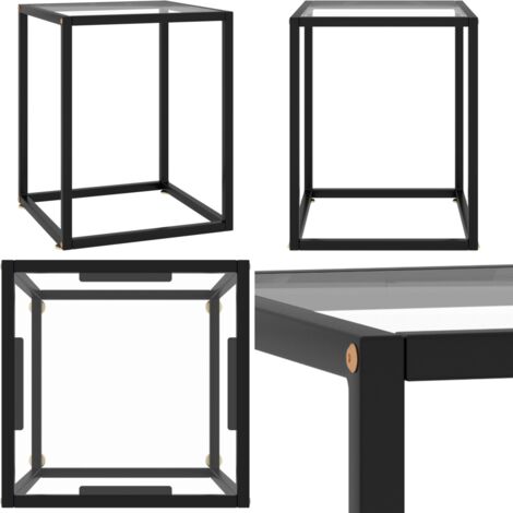 Tavolino da Salotto Nero con Vetro Temperato 40x40x50 cm - Tavolino da caffè - Vetro temperato