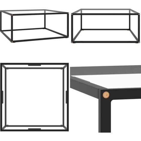 Tavolino da Salotto Nero con Vetro Temperato 80x80x35 cm - Tavolino da caffè - Tavolino in vetro temperato