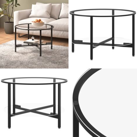 Tavolino da Salotto Nero e Trasparente 70 cm in Vetro Temperato - Tavolino moderno - Tavolino da divano