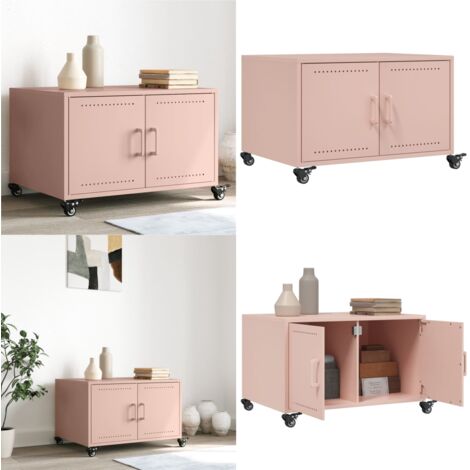 Tavolino da Salotto Rosa 100,5x39x72 cm in Acciaio - Tavolino in acciaio - Tavolino rosa