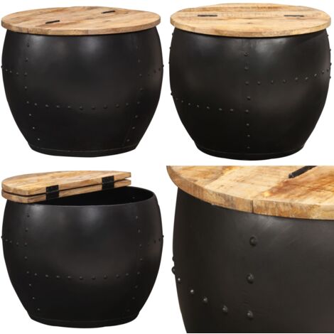 Tavolino da Salotto Rotondo 53x43 cm in Legno Massello di Mango - Tavolino rotondo - Tavolino in legno