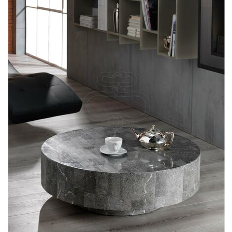 STONES HOME FURNITURE, Tavolino Salotto Rotondo in Compensato Marino  Ricoperto da Tasselli di Pietra Fossile Gray Stone, Modello Round, Colore  Grigio Scuro, 85 x 85 x h 28 cm