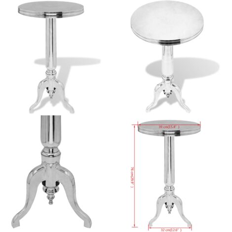 Tavolino da Salotto Rotondo in Alluminio Argentato - Tavolino rotondo - Tavolino in alluminio