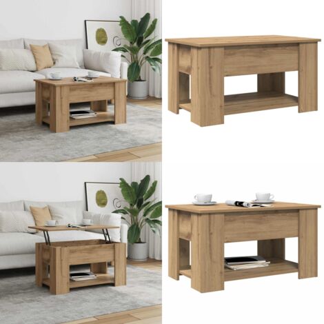 Tavolino da Salotto Rovere Artigianale 79x49x41 cm Truciolato - Tavolo da pranzo - Scrivania