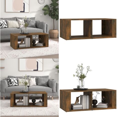 Tavolino da Salotto Rovere Fumo 100x50x36 cm Legno Multistrato - Tavolo da divano - Tavolo centrale