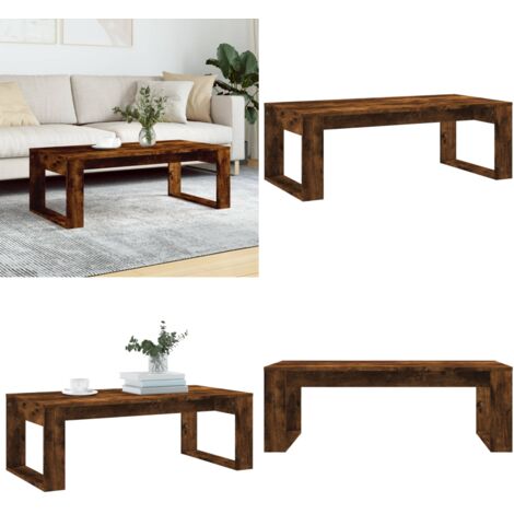 Tavolino da Salotto Rovere Fumo 102x50x35 cm Legno Multistrato - Tavolino in legno - Tavolino in legno multistrato