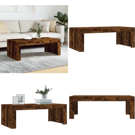 Tavolino da Salotto Rovere Fumo 102x50x36 cm Legno Multistrato - Tavolo in legno - Tavolino in legno multistrato