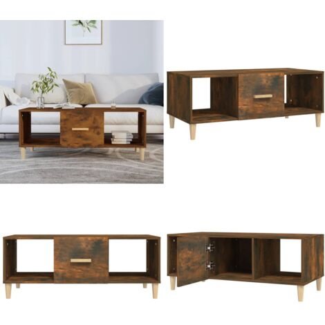 Tavolino da Salotto Rovere Fumo 102x50x40 cm Legno Multistrato - Tavolino in legno - Tavolino in legno multistrato