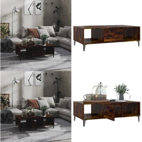 Tavolino da Salotto Rovere Fumo 103,5x60x35cm in Truciolato - Tavolo in truciolato - Tavolino in legno