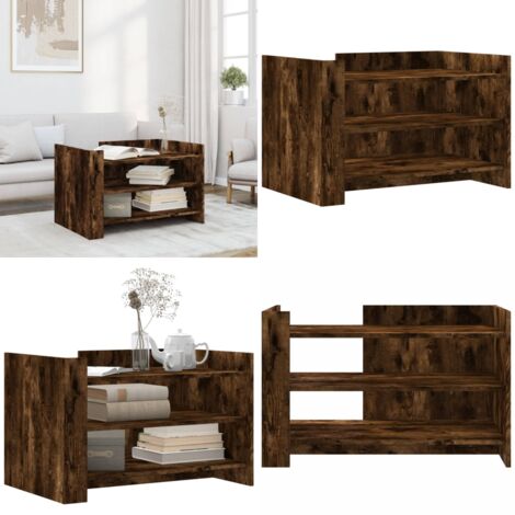 Tavolino da Salotto Rovere Fumo 80x50x50cm in Legno Multistrato - Tavolo da soggiorno - Tavolino in legno