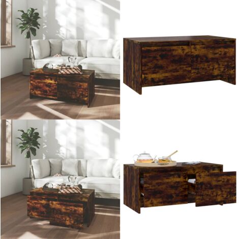 Tavolino da Salotto Rovere Fumo 90x50x41,5 cm in Truciolato - Tavolino da caffè - Tavolino in truciolato