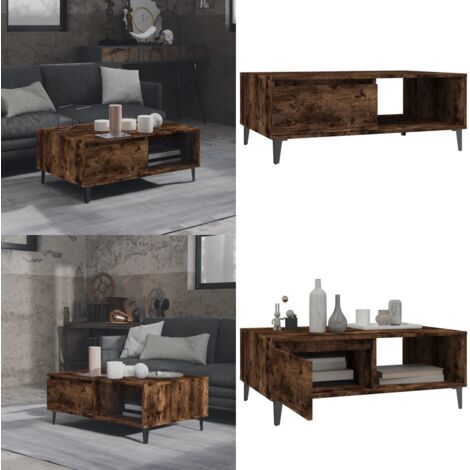 Tavolino da Salotto Rovere Fumo 90x60x35 cm in Truciolato - Tavolino in truciolato - Tavolino in legno