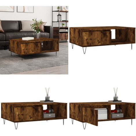 Tavolino da Salotto Rovere Fumo 90x60x35cm in Legno Multistrato - Legno multistrato - Rovere Fumo