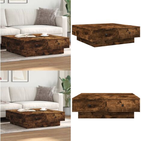 Tavolino da Salotto Rovere Fumo 90x90x28 cm Legno Multistrato - Tavolo in legno multistrato - Tavolo in Rovere Fumo