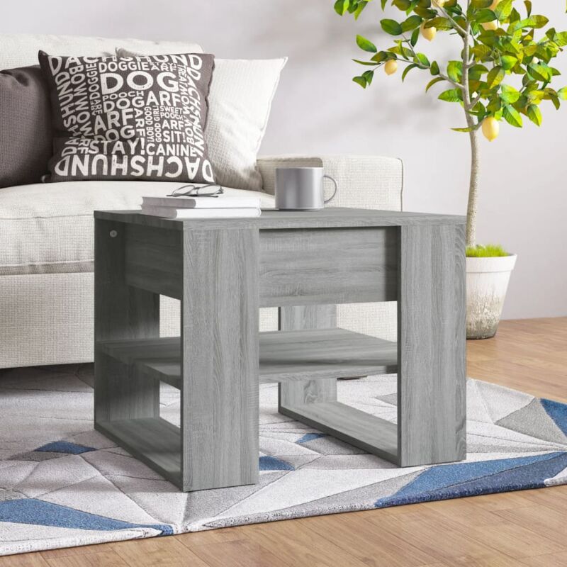 Tavolino Salotto, Tavolino da caffè Grigio Sonoma 55, 5x55x45 cm Legno Multistrato vidaXL