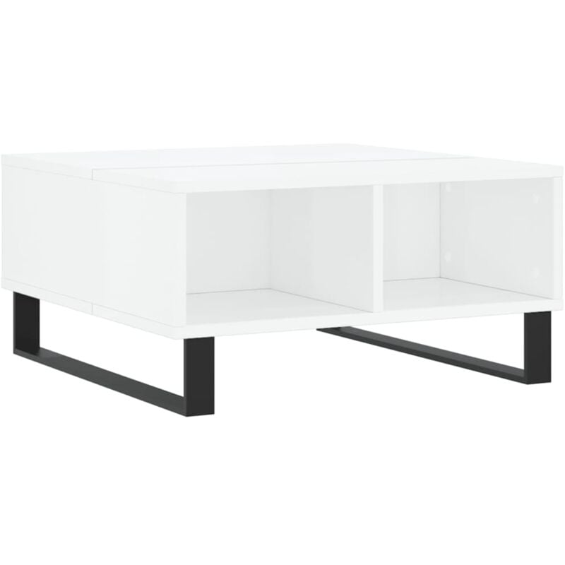 Tavolino da Salotto Bianco Lucido 60x60x30 cm Legno Multistrato vidaXL - Bianco